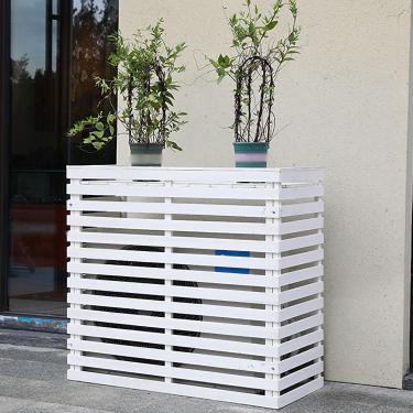 Imagem de Cobertura de ar condicionado de madeira Estrutura de ar condicionado, tampa de ar condicionado de madeira maciça, varanda decorativa de prateleira de flores, anfitrião externo ao ar livre, c