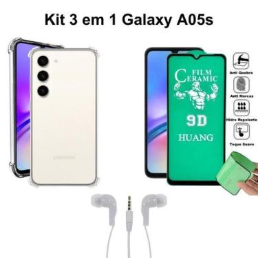 Imagem de Kit Capa Anti Choque Transparente + Película de Cerâmica + Fone de Ouv
