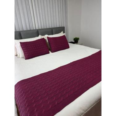 Imagem de Peseira Manta Trança Sala Cama Queen Sofa Tricot 230x60cm - Calu Trico