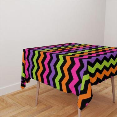 Imagem de Toalha De Mesa Quadrada 4 Lugares Tecido Oxford Chevron Neon TL284 - 1