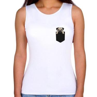 Imagem de Regata Feminina PUG de Bolso - Foca na Moda, Branco, GG