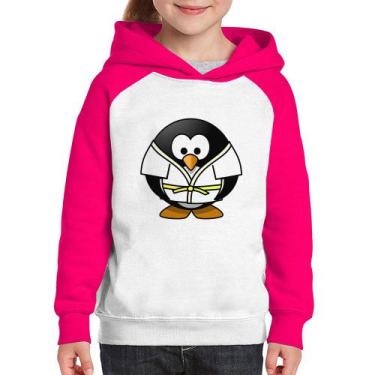 Imagem de Moletom Infantil Pinguim Judô - Foca na Moda, Branco, Rosa, 10