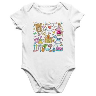 Imagem de Body Bebê Algodão Brinquedos - Foca na Moda, Branco, GG