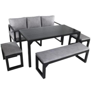 Imagem de Jogo de Mesa, Namoradeira e Bancos Berlim Impermeável em Alumínio - Tr