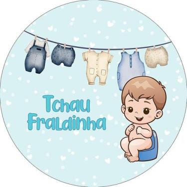 Imagem de Painel De Festa Redondo 1,50x1,50 - Tchau Fraldinha Menino Azul 071 - 