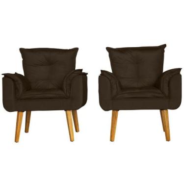 Imagem de Kit 2 Poltronas Para Sala Decorativa Opala Suede Marrom - Boutiquebk