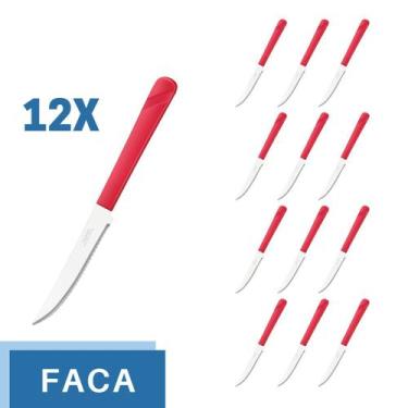 Imagem de Conjunto 12 Facas Aço Inox Cabo Plástico Vermelho Luna - Taumer, Luna