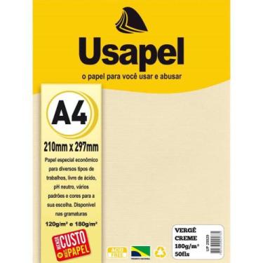 Imagem de Papel A4 Vergê Usapel Creme 180G - Pacote com 50 Folhas - Filiperson