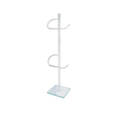 Imagem de Papeleira Dupla De Chao Aluminio 8011 C/ Base De Vidro Quadrado - Pevi