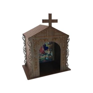 Imagem de Capela Oratório Arabesco com Imagem Desatadora de Nós 25x18x31 Mdf Mad