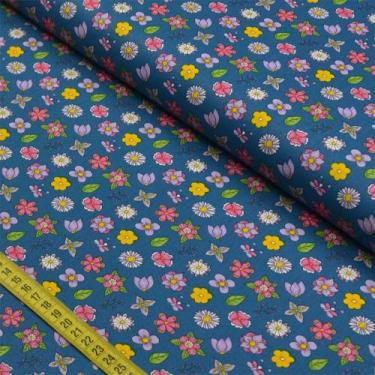 Imagem de Tecido Estampado para Patchwork - Fofurices: Mini Flower Azul (0,50x1,