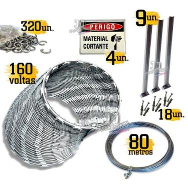 Imagem de Concertina para muro kit completo portão cerca 30cm - 40m - K. Metalur