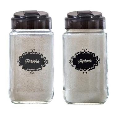 Imagem de Kit Potes De Vidro 300ml 2Pç (Açúcar/Farinha) Com Tampa Polvilhar - VE