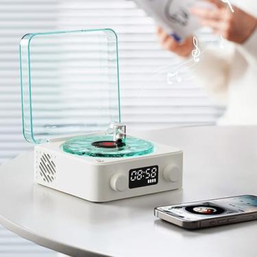 Imagem de Alto-falante Bluetooth de Vinil Wave Com Luzes Ambientais Ajustáveis, Reprodutor de Música, Tocadores de Modelo de Discos Vintage Com Tempo, Toca-discos Pequeno para Mesa de Sala