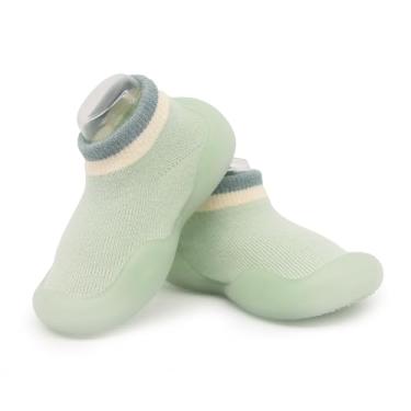 Imagem de icosylify Sapatos de primeira caminhada para bebês meninas e meninos, antiderrapante, sola macia, meias infantis, Verde claro - 2, 9-12 meses