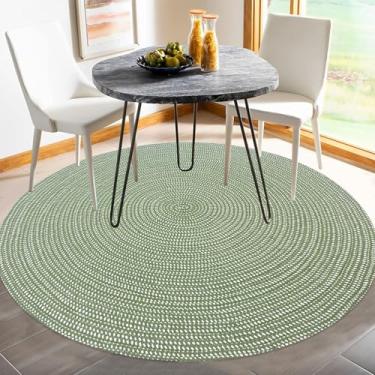 Imagem de USTIDE Tapete trançado à mão, reversível, grama, verde, redondo, para sala de estar, quarto, estudo, computador, cadeira, almofada, tapete circular, elevador, cesta, cadeira giratória, tapete de mesa