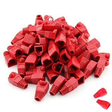 Imagem de 100 peças de conector de rede Ethernet RJ45, capa de plugue de plástico macio CAT6 CAT5 CAT5E CAT6a, Vermelho