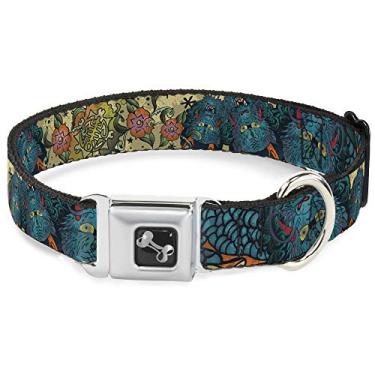 Imagem de Buckle-Down Coleira para cães com fivela de cinto de segurança - Honor C/U Tan - 3,8 cm de largura - Serve para pescoço de 40,6 a 58,4 cm - Médio