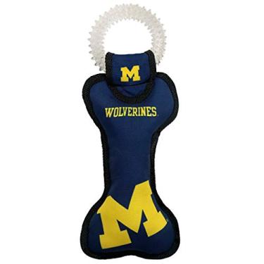 Imagem de NCAA Michigan Wolverines Brinquedo para cães dentários com barulho Brinquedo PET resistente para diversão saudável, dentição e limpeza de dentes e gengivas de animais de estimação.
