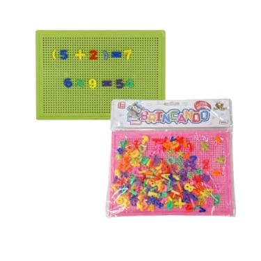 Imagem de Brinquedo Azul Ou Verde Sortido Educativo Mosaico Quadro Com Letras E Números Colorido