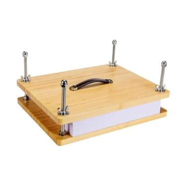 Imagem de Fancyes Prensa de livros de madeira de bambu Prensa de encadernação de livros com alça Máquina de prensa de papel multiuso Ferramenta de encadernação de, 39.5 Cm X 29.5 Cm