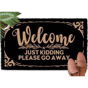 Imagem de Shflytu Welcome Just Kidding Please Go Away 76,2 cm x 45,7 cm Mantenha sua casa limpa com tapetes de borracha para ambientes externos tapetes de borracha para entrada externa tapete de neve para