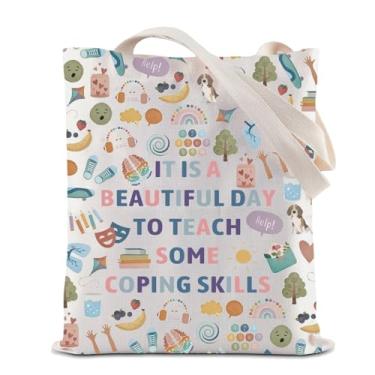 Imagem de ZJXHPO Bolsa de compras reutilizável para conselheiros, habilidades de enfrentamento, presente de agradecimento ao conselheiro, Bolsa de habilidades de enfrentamento, Medium