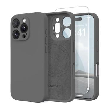 Imagem de Capa magnética SuydanBox para iPhone 16 Pro Max, compatível com MagSafe, proteção total da câmera, película, de silicone à prova de impactos para iPhone 16 Pro Max de 6,9”, cinza-escuro