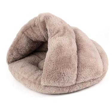 Imagem de Warm Cat Bed Soft Kitten Nest Kennel For Small Dogs Cats Puppy Sleeping House Tent Pads Pet Sleeping Bag, Soft And Comfortable(Café,45x45x33cm)