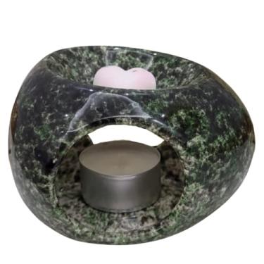 Imagem de Difusor Rechaud Cerâmica Oval Para Óleos Essenciais e Wax Metls Verde Mesclado