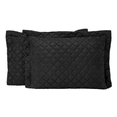 Imagem de Porta Travesseiro Matelado Preto Casaborda 2 Peças, Preto