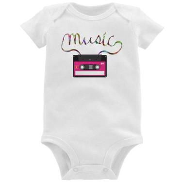 Imagem de Body Bebê Music Cassete Retrô - Foca na Moda, Branco, M