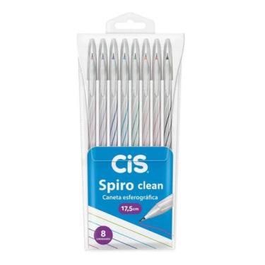 Imagem de Caneta Esferográfica Cis Spiro Clean 0.7mm Estojo C/8 Unidades