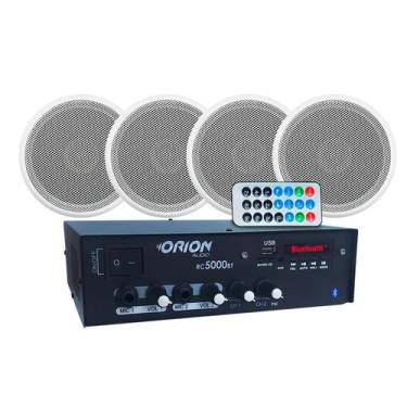 Imagem de Kit Som Ambiente Bluetooth + 4 Caixas De Som Embutir 55w 5p - ORION