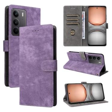 Imagem de Capa compatível com Realme C75 4G, compatível com capa de telefone Realme V60 Pro 5G, couro PU, capa flip roxa