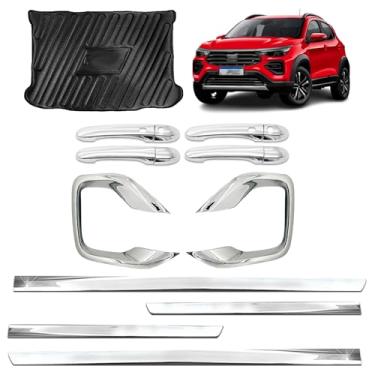 Imagem de Aplique Moldura do Farol de Milha Maçaneta Externa C/2 Keyless Protetor Bandeja Protetor de Porta Malas Friso da Porta Slim Adáptavel para Pulse 2021 2022 2023 2024 Kit Cromado 4 Portas