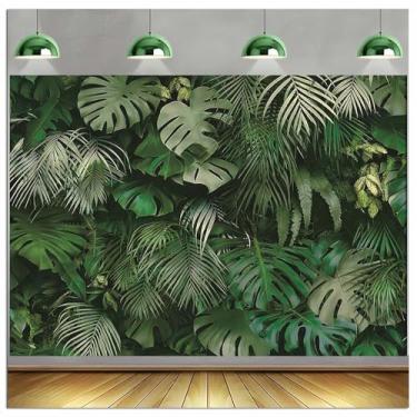 Imagem de Cenários de fotografia de folhas verdes tropicais decoração de festa safári natureza ao ar livre recém-nascido chá de bebê chá de noiva casamento aniversário foto fundo estúdio adereços cabine vinil 2,1 x 1,5 m