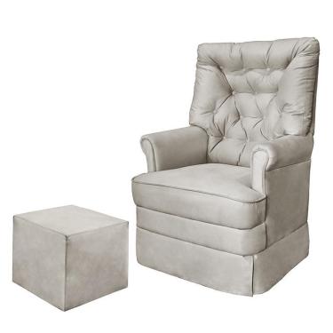 Imagem de Poltrona de Amamentação Alana com Balanço e Puff - Phoenix Baby Suede Bege