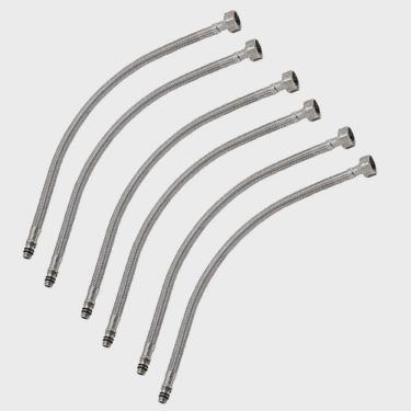 Imagem de Engate Monocomando Kit 3 Uni Rabicho 80cm Mangueira Par Misturador Flexivel Torneira Pia Cozinha Banheiro Agua Quente Fria