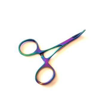 Imagem de Pinça de bloqueio de hemostato de mosquito multititânio, cor arco-íris, alicate curvo de 9 cm, aço inoxidável, multiuso, hemostatos ideais para enfermeiros, fórceps de pesca, artesanato e passatempo