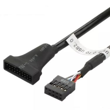Imagem de Cabo Conversor USB 3.0 19 Pinos para USB 2.0 9 Pinos - Conector de Placa-Mãe Adaptador Interno