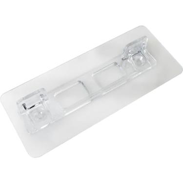 Imagem de MEETOOT 4 peças de acrílico transparente sem perfuração, fileiras duplas, suporte de placa, 12 x 5 x 4 cm, fileiras de divisórias fixas para guarda-roupa, prateleira em camadas