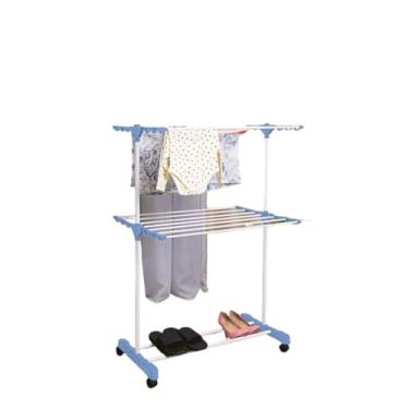 Imagem de Varal De Chão Roupa Calcinha Grade 3 Andares Dobrável Portátil(Azul)