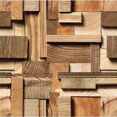 Imagem de Papel De Parede Adesivo Relevo 3d  Madeira Lavável Cozinha  3 metros