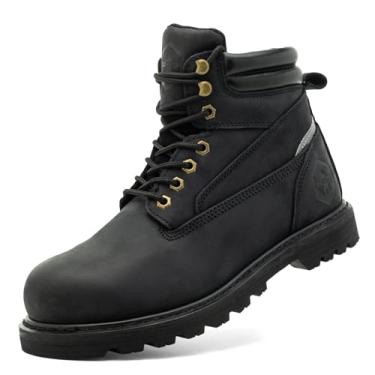 Imagem de TOUGHSTEPS Botas De Trabalho Com Biqueira De Aço Para Homens, Isoladas, Antiderrapantes, Confortáveis, Pretas, De Couro, Borracha, Botas Industriais E De Construção, 12