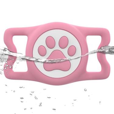 Imagem de WhoseID Suporte para Airtag IP68 Waterpoof para cães, suporte de silicone elástico para Apple Air Tag, para coleira de cachorro e gato, adequado para coleira de todas as larguras (rosa)