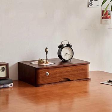 Imagem de Caixa de armazenamento de secretária com gavetas - Organizadores de arquivadores de secretária, arquivador plano de 1/2/3/4 níveis com fechadura, arquivador de secretária com gavetas, arquivador de