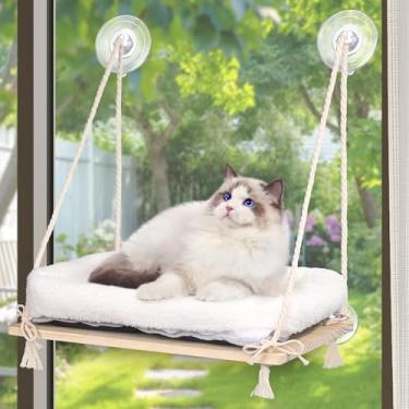 Imagem de MCEAST Poleiro De Janela Para Gatos Com Cama Acolchoada, Cobertor Fofo, 4 Ventosas Fortes, Prateleira Suspensa, Rede Sólida Fácil Instalar Pequenos E Médios, Cor D