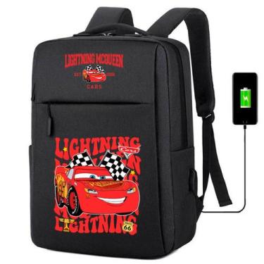 Imagem de Estampa Carros Mochila USB Infantil Para Escola, Trabalho E Transporte