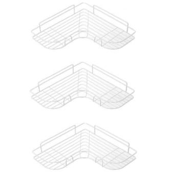 Imagem de 3 Porta Shampoo Sabonete Suporte De Parede Banheiro Cozinha (Branco)